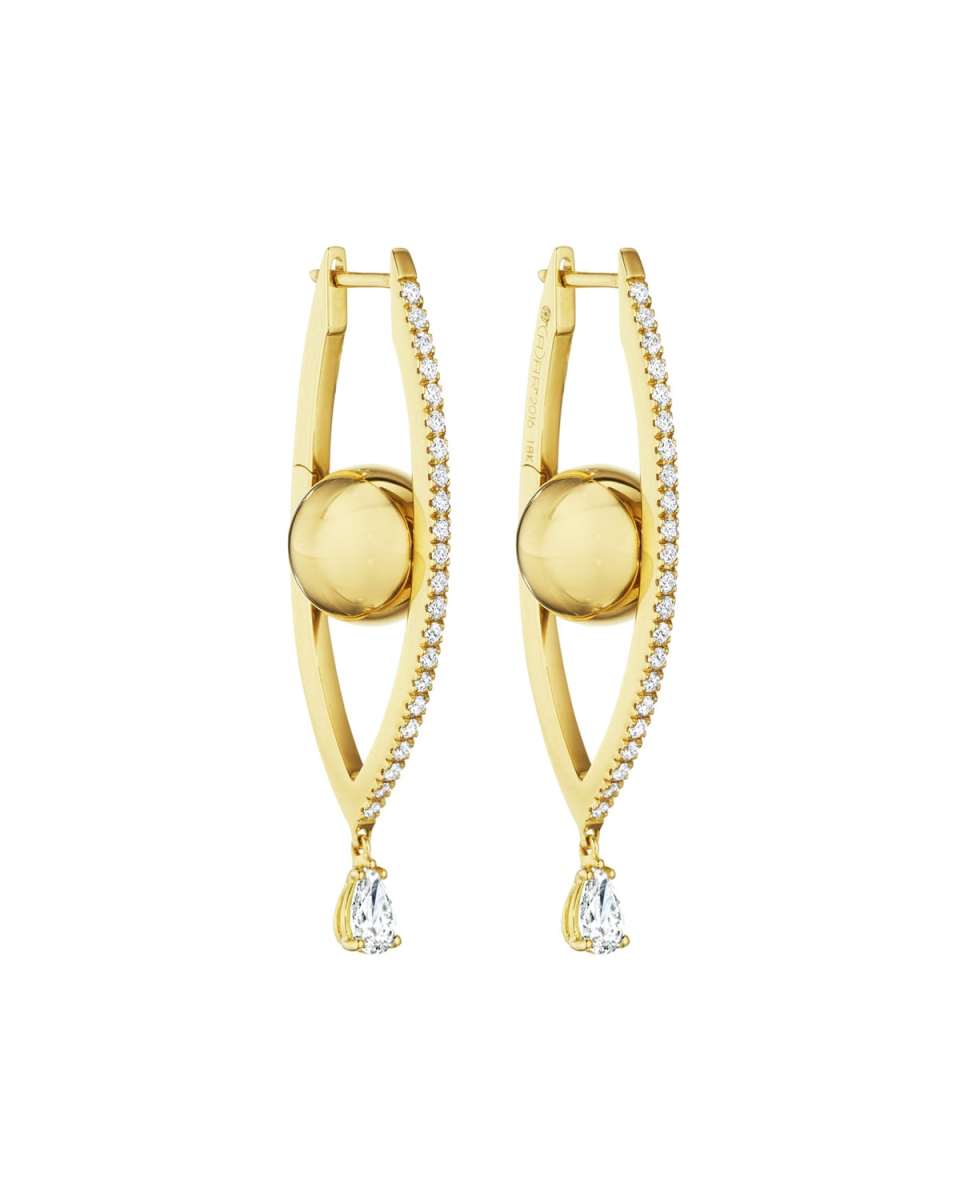 Reflections 18k Gold Medium Diamond Evil Eye Hoop Earrings